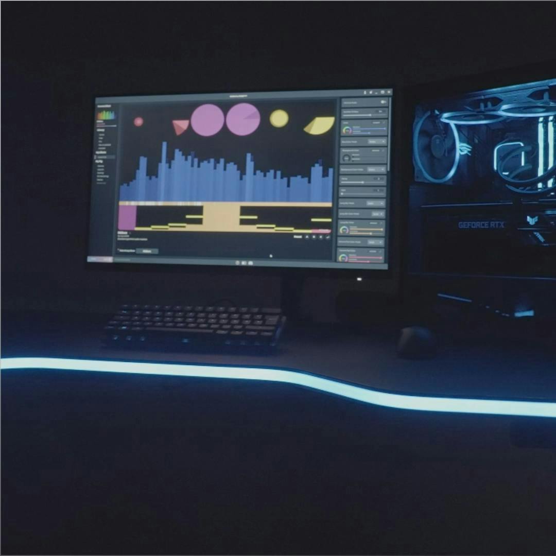 The LeetDesk AURA gaming desk can also be synced with music.