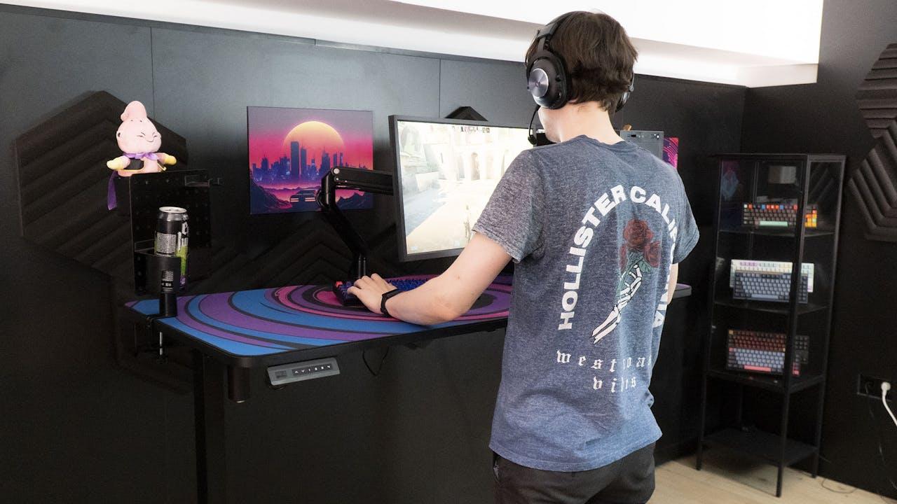 leetdesk gaming schreibtisch in schwarz elektrisch höhenverstellbar günstig