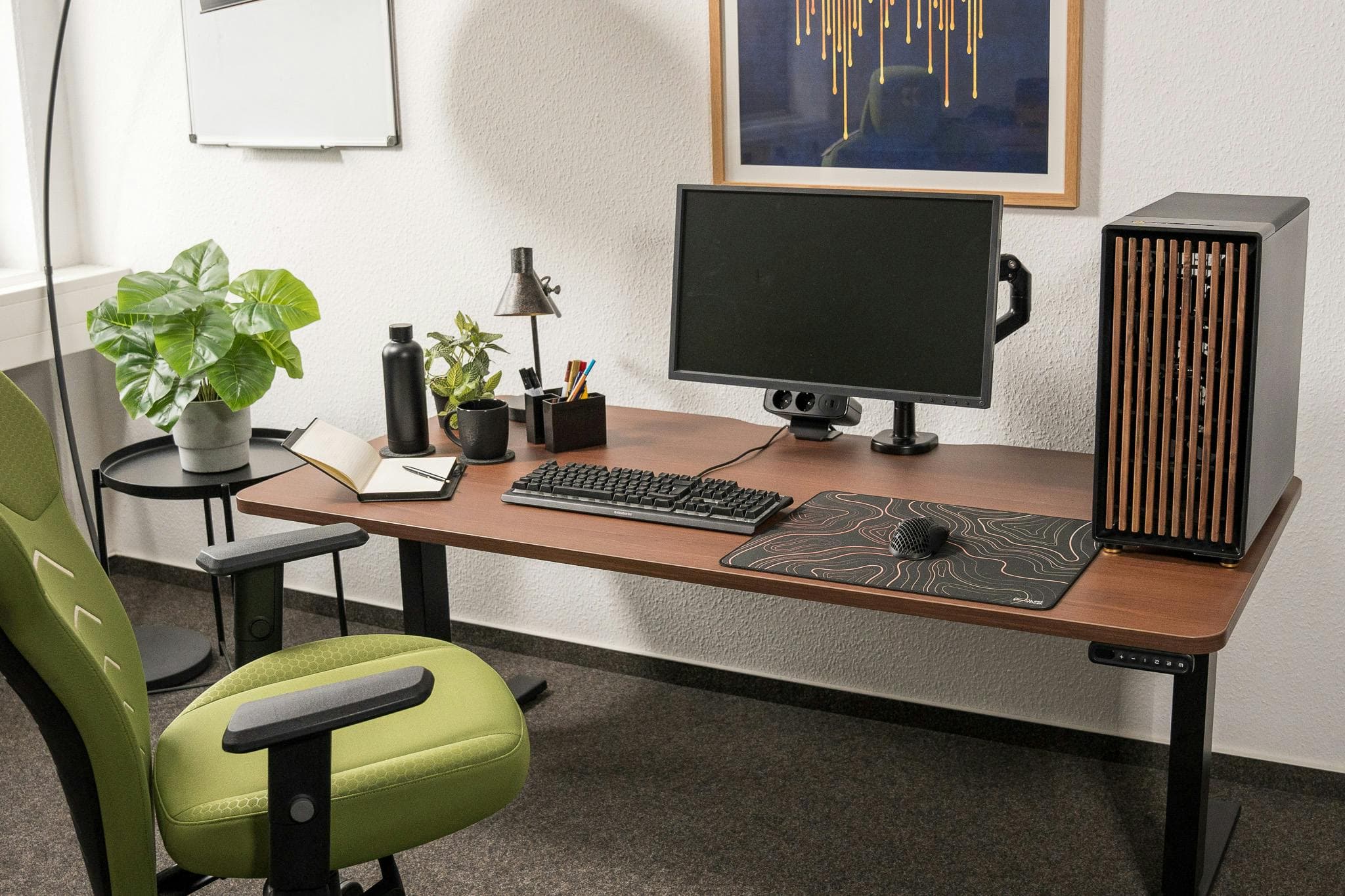 Height-adjustable wooden desk for gaming and working by LeetDesk