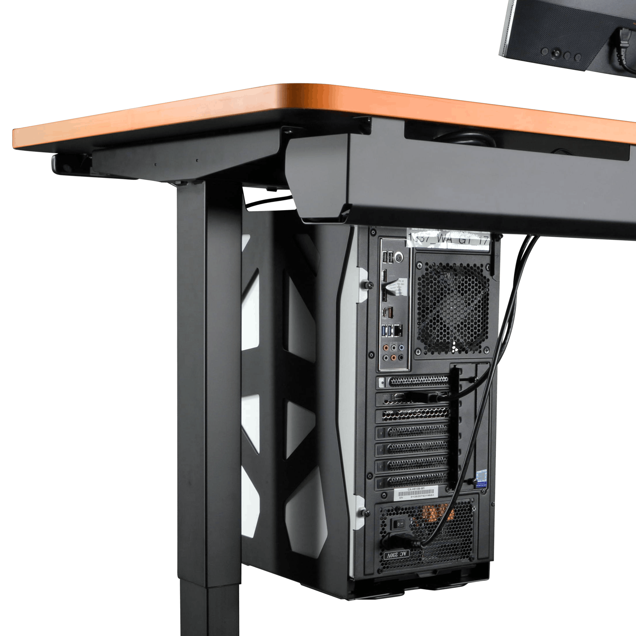 The LeetDesk Cable management tray is easy to assemble